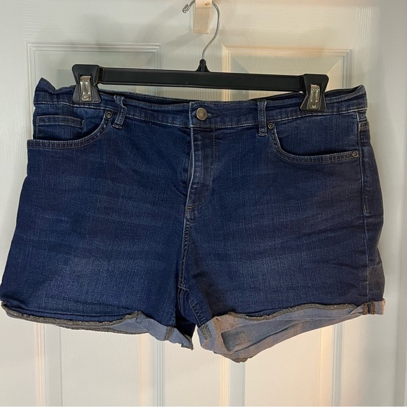 New York & Company Pants - New York & Company Blue Jean Shorts with Cuffed Hem and Relaxed Fit